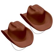 2 Chapéus para Festa Junina Cowboy Marrom com Elástico Infantil Carnaval