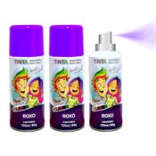 3 Tintas de Cabelo Temporária Roxo Spray lavável Cabelo Maluco Festas Carnaval