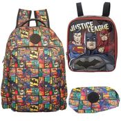 Kit Mochila Lancheira Estojo Liga da Jutiça Infantil Meninos