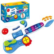 Brinquedo Musical Guitarra Baby Branca e Azul com Luz Fenix