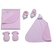 Kit Bebê Com 4 Pçs Dupla Face Listrado Rosa Zip