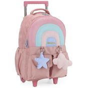 Mochila Rodinhas Sem Alça Luxcel Up4You Estrelas Rosa