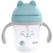 Copo com Canudo Buba Gatinho Azul 220ml 12m+ 14455