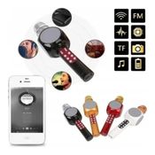 Microfone Sem Fio usb Karaoke Led  Speaker Colorido