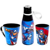 Coleção do Capitão América Infantil com Garrafinha Caneca Xícara e Copo Original Plasútil