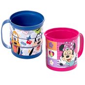 2 Canecas Divertidas Estampa do Mickey e da Minnie Infantil 360ml com Alça