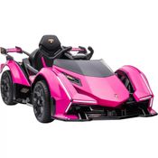 Aosom Carro Elétrico Lamborghini 12V Recarregável para Crianças 2 Assentos até 24 kg, Idade Recomendada 3 Cinza