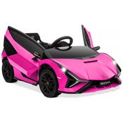 Carro, Carrinho Elétrico Infantil a Bateria 12V 1 Assento com 2 Velocidades Luz LED e Sistema de Som, KIDZONE, Rosa