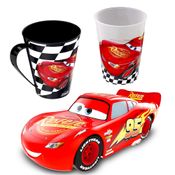 Kit 3 em 1 Carrinho Relâmpago Mcqueen 13cm + Copo e Caneca