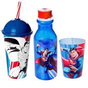 Kit Super Homem com 2 Copos e 1 Garrafinha Estampada Infantil