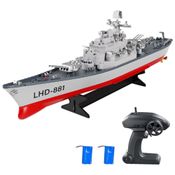 Navio de Guerra de Controle Remoto para Adultos, Escala 1:390 com Alarme de Bateria Fraca e 2 Baterias Inclusas, GoolRC, Cinza e Vermelho