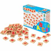 Kit Letras 40 Peças Em Madeira Junges Alfabeto Móvel Educativo Didático Escolar