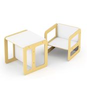 CONJUNTO MESINHA E CADEIRA CUBO INFANTIL MONTESSORI MADEIRA