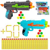2 Super Arminha Lança Bolinhas com 56 Dardos com Ventosa que Grudam Brinquedo Nerf