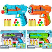 4 Super Arminhas Lança Dardos e Bolinhas Brinquedo Nerf para Presente na Caixa