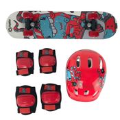 Skate Infantil Completo + Kit Proteção Capacete Joelheira Cotoveleira Meninos