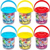 Kit 6 Mini Baldes de Massinhas com 54 Massinhas + Acessórios