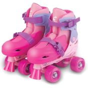 Patins Roller Infantil 30-33 +Kit Proteção Rosa Fenix PK-01R