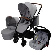 Carrinho de Bebê Travel System ABC Design Como 4 Woven Grey Com Moisés e Bolsa