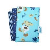 Toalha de Boca 3 Pçs Azul 25 x 25 cm - Lilifish Baby & Kids