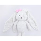 Coelho Branco com Laço Rosa - Zip