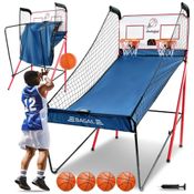 Basquete Eletrônico BAGAIL com 8 Modos, Sons de Arcade, Estrutura Dobrável, 4 Bolas e Bomba de Inflar, Ideal para Diversão Interna para Todos os