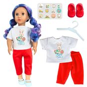 KIT ROUPA BONECA PARA OUR GENERATION - FELIZ PÁSCOA 5 PÇS