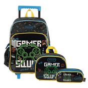 Kit Mochila De Rodinha UP4YOU Gamer Over +Lancheira +Estojo