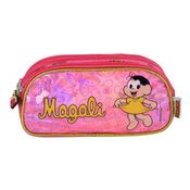 Estojo Escolar Infantil Triplo Magali Metalizado Rosa Luxcel