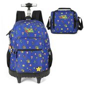 Kit Mochila De Rodinha E Alca Mario Gamer +Lancheira Luxcel