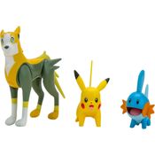 Pokemon - Pack com 3 Figuras - Pikachu/mudkip/boltund - Sunny