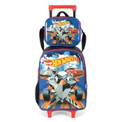 Kit Mochila De Rodinha Hot Wheels Carros +Lancheira Luxcel