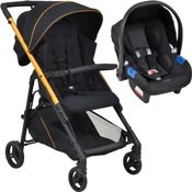 Carrinho de Bebe com Bebe Conforto Burigotto Tak Metal Gold