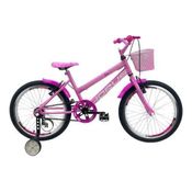 Bicicleta Infantil Aro 20 Feminina - Route Bike - Aro Aero Horus - Cestinha - Rodinha Lateral Pink
