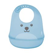 Babador em Silicone Urso Azul com Bolso Buba