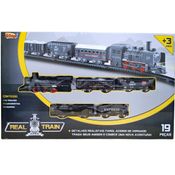 Brinquedo Super Ferrorama Locomotiva E Vagões Com Luz 19 Pçs