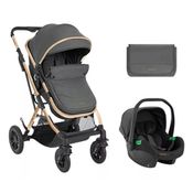 CARRINHO C/ MOISES 3 EM 1 KAIA C/ BEBE CONFORTO E BOLSA DARK GRAY - KIKKABOO