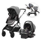 Carrinho de Bebê com Cadeira para Carro SafeMax Evenflo Pivot Xpand, Cinza