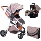 CARRINHO EUROPEU LUXO COM BOLSA ARES MARROM + BEBE CONFORTO - PASSEAR BABY