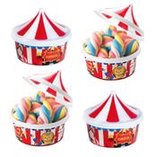4 Potes Porta Mix Formato de Circo para Lembrança e Sacola Surpresa Aniversário