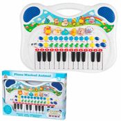 Teclado Pianinho Animal Azul Braskit Piano Infantil Com Gravador Sons de 6 Bichinhos