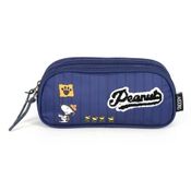 Estojo Escolar Duplo Snoopy Patch Bordado Azul Luxcel