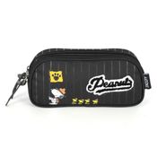Estojo Escolar Duplo Snoopy Patch Bordado Preto Luxcel