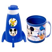 Kit Especial 2 em 1 Mickey de Girar Garrafinha e Caneca Divertida Troca Personagens
