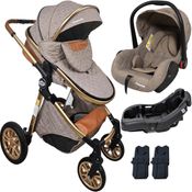 Carrinho de Bebe Bebe Conforto Base Passear Baby Ares Plus Marrom
