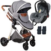 Carrinho de Bebe com Bebe Conforto Passear Baby Ares 3 em 1 Cinza