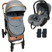 Carrinho de Bebe com Bebe Conforto Passear Baby Ares Plus Cinza
