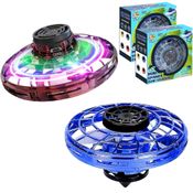 Kit 2 Brinquedos 2 em 1 Spinner Disco Voador Vira Pião eletrônico Led Recarregável