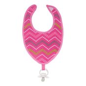 Babador Zig Zag Com Prendedor De Chupeta Rosa - Buba