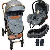 Carrinho de Bebe Bebe Conforto Base Passear Baby Ares Plus Cinza